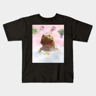 Cute Self-Care Bathing Bearded Dragon Lizard Palm Bath Kids T-Shirt